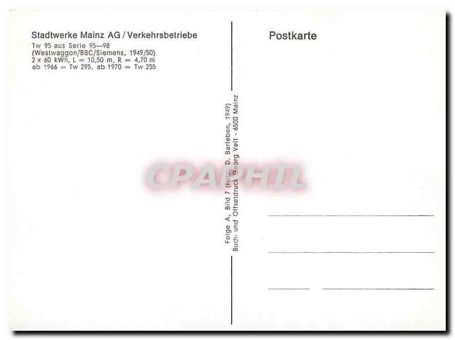 CPM Stadtwerke Mainz AG Verkehrsbetriebe  — Rückseite