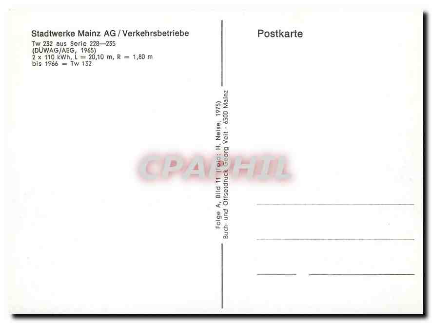 CPM Stadtwerke Mainz AG Verkehrsbetriebe  — Rückseite