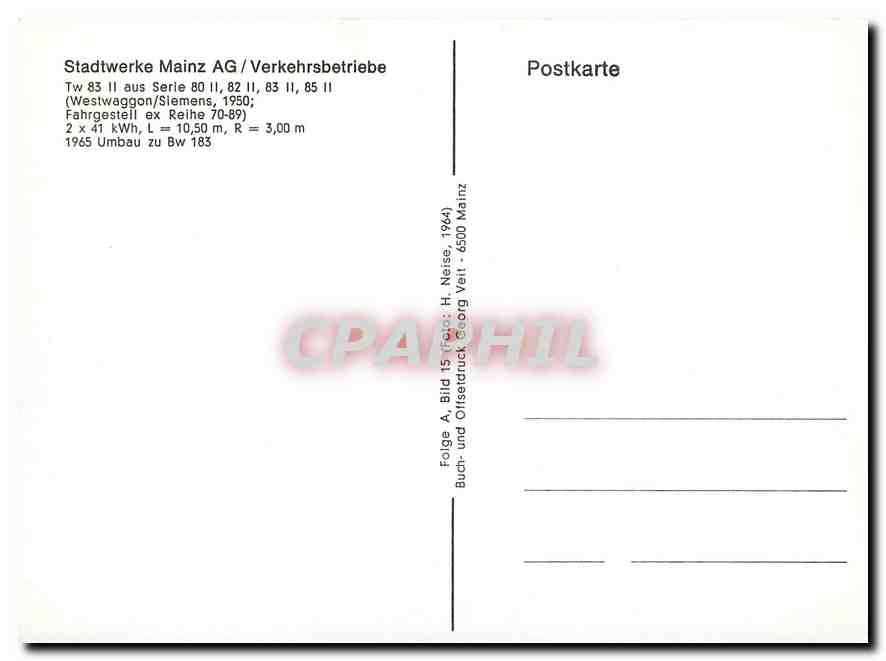 CPM Stadtwerke Mainz AG Verkehrsbetriebe  — Rückseite