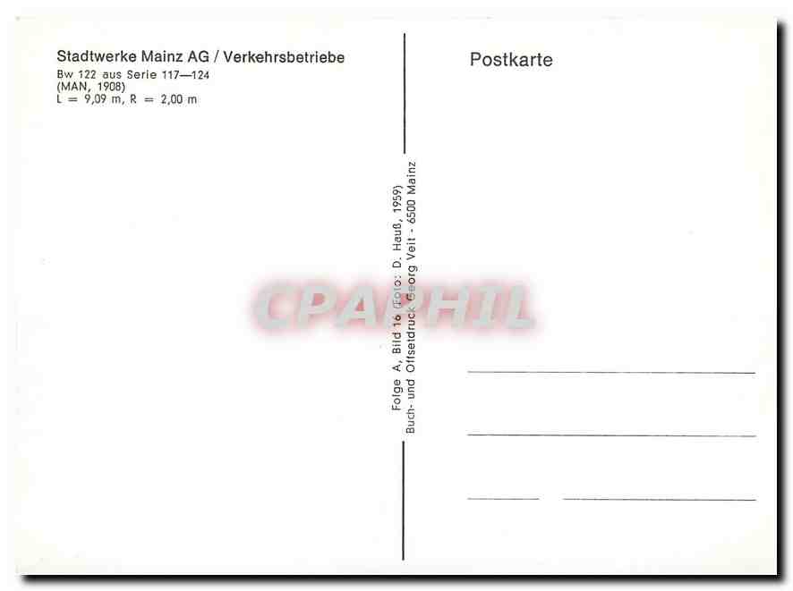 CPM Stadtwerke Mainz AG Verkehrsbetriebe  — Rückseite