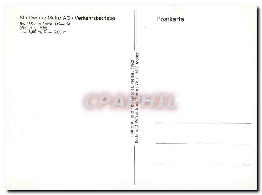 CPM Stadtwerke Mainz AG Verkehrsbetriebe  — Rückseite