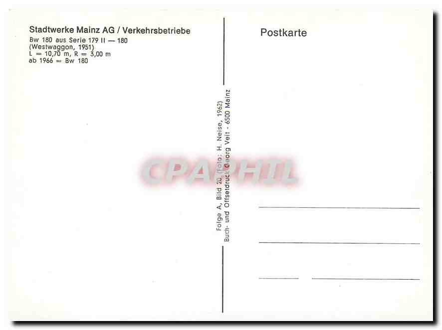 CPM Stadtwerke Mainz AG Verkehrsbetriebe  — Rückseite