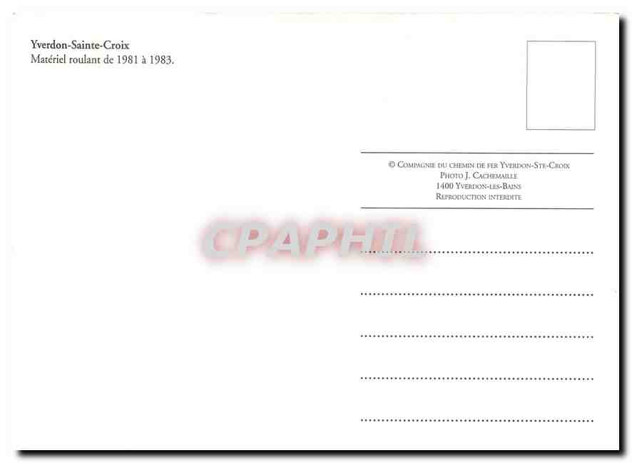 CPM Yverdon Ste Croix Materiel roulane de 1981 a 1983 — Verso