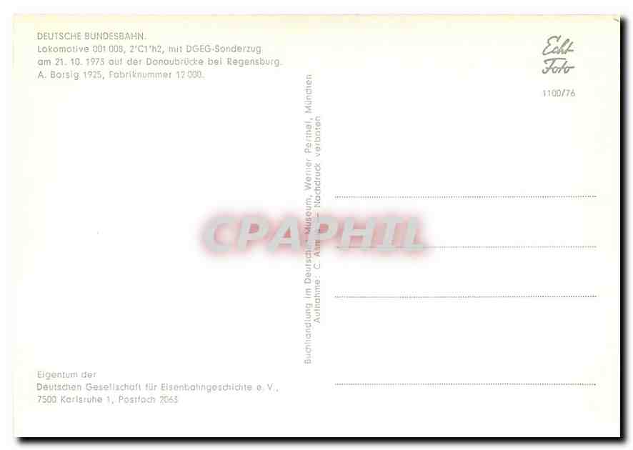 CPM Deustche Bundesbahn  — Rückseite