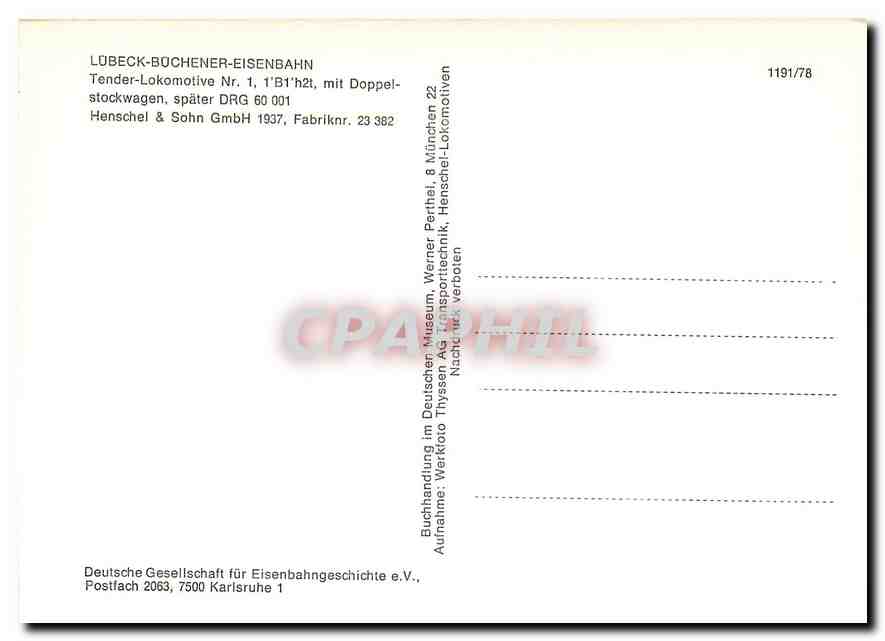 CPM Lubech Buchener Eisehbahn  — Rückseite