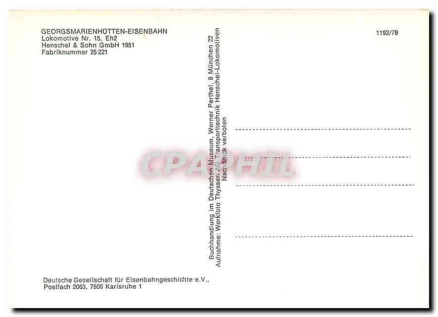 CPM Georgsmariienhotten Eisenbahn  — Rückseite