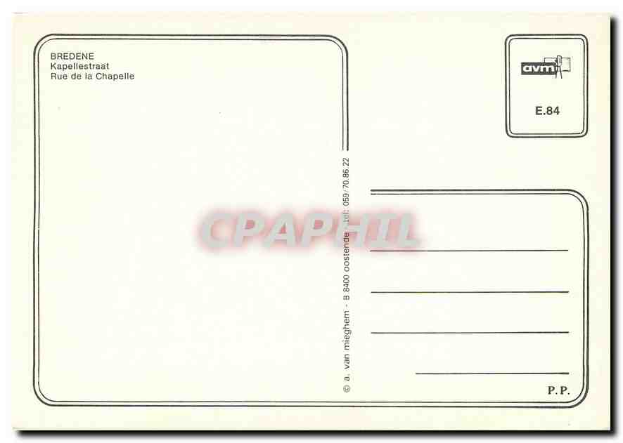 CPM Bredene Rue de la Chapelle  — Verso