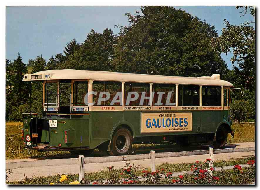 CPM Autobus de la Regie Cigarettes Gauloises Paris Bastille Austerlitz Gobelins Observatoire 