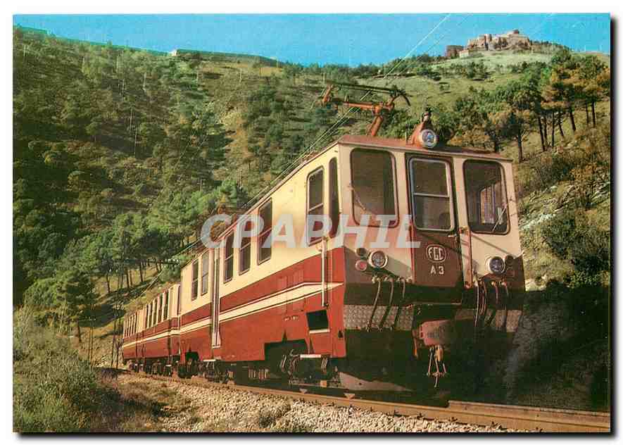 CPM Ferrovia Genova Casella A3 electric railcar with C50 and C52 coaches under Fort Sperone 