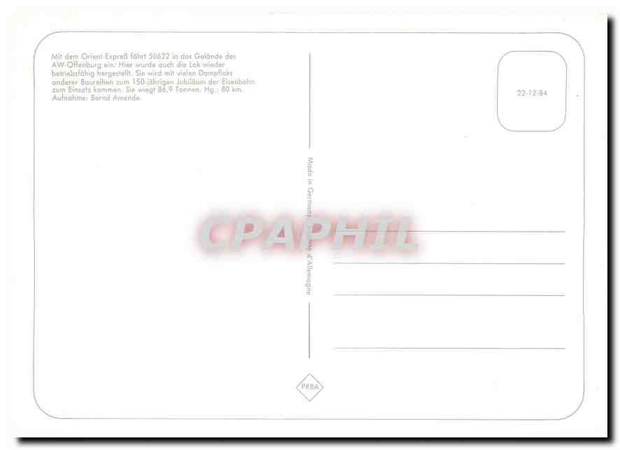 CPM AW Offenburb Train — Verso