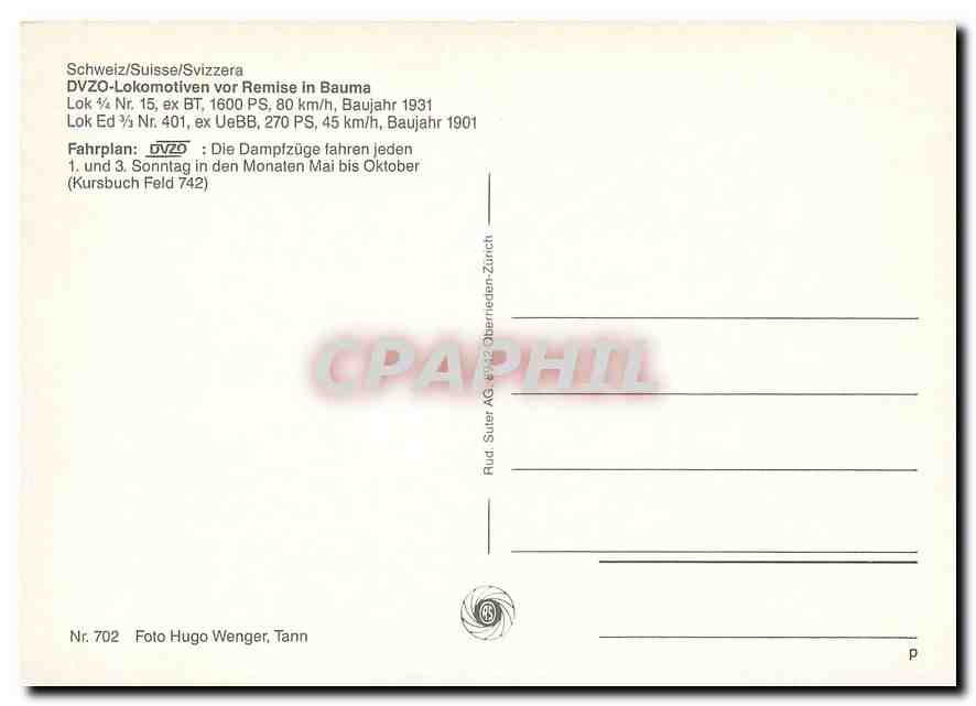 CPM DVZO Suisse — Verso