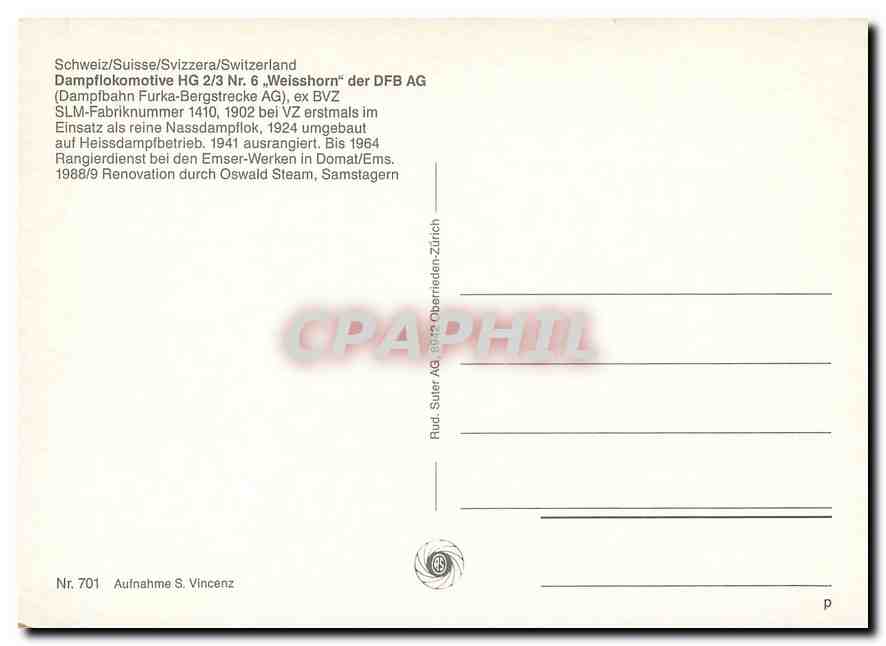CPM Suisse — Rückseite