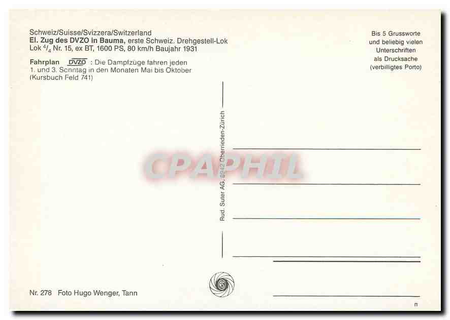 CPM DVZO Suisse — Verso