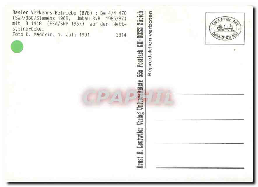 CPM Basler Vehkers Betriebe  — Rückseite