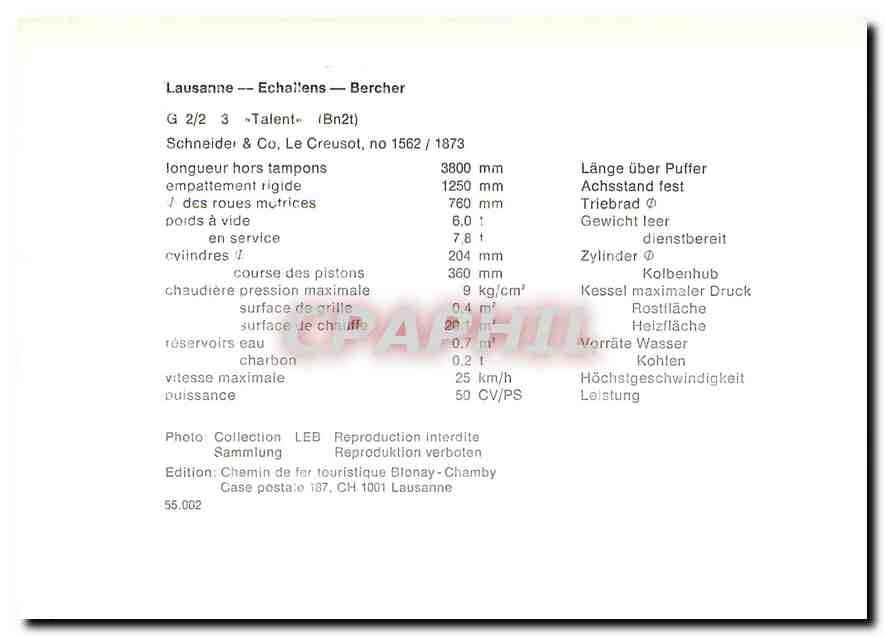 CPM Lausanne Echallens Bercher Schneider Le Creusot  — Rückseite