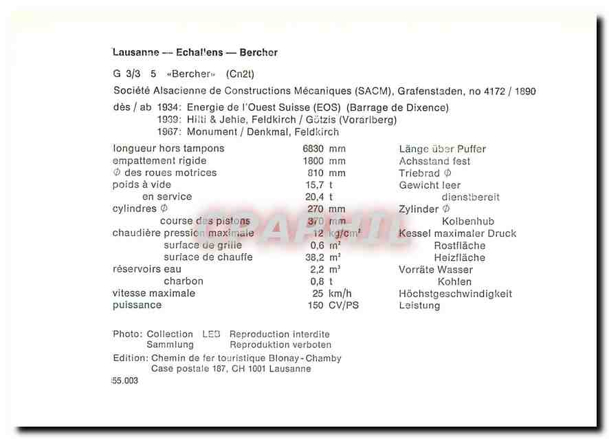 CPM Lausanne Echallens Bercher  — Rückseite