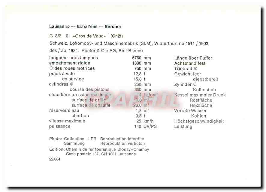 CPM Lausanne Echallens Bercher  — Verso