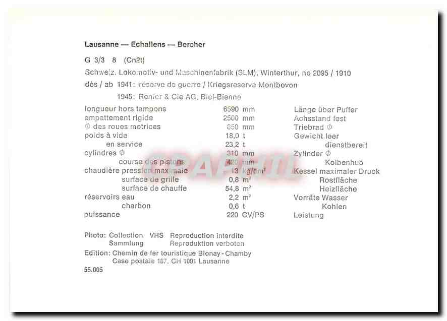CPM Lausanne Echallens Bercher  — Verso