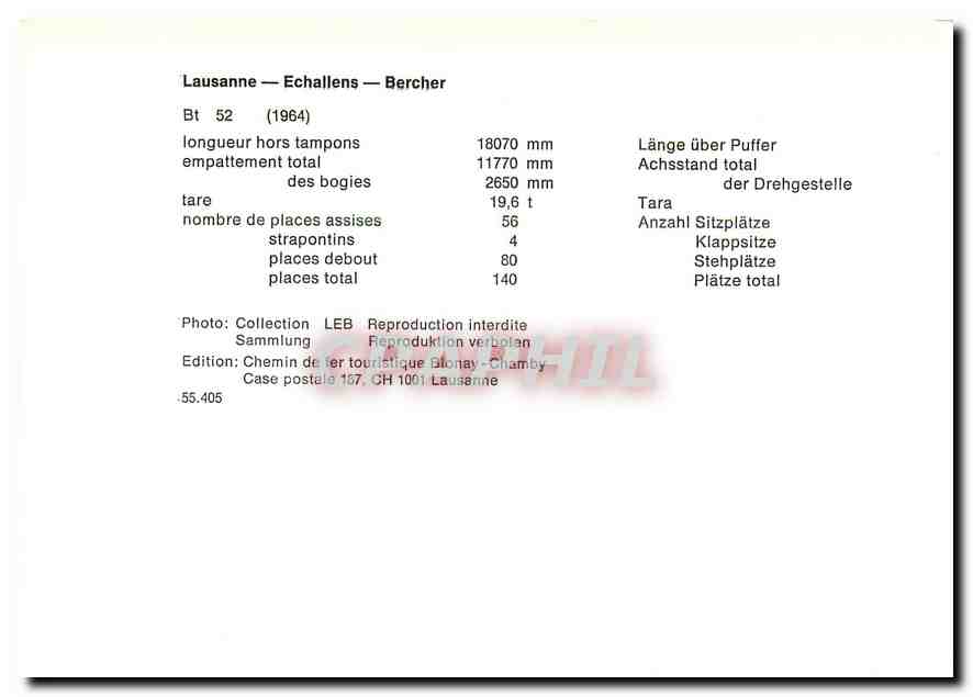 CPM Lausanne Echallens Bercher  — Rückseite