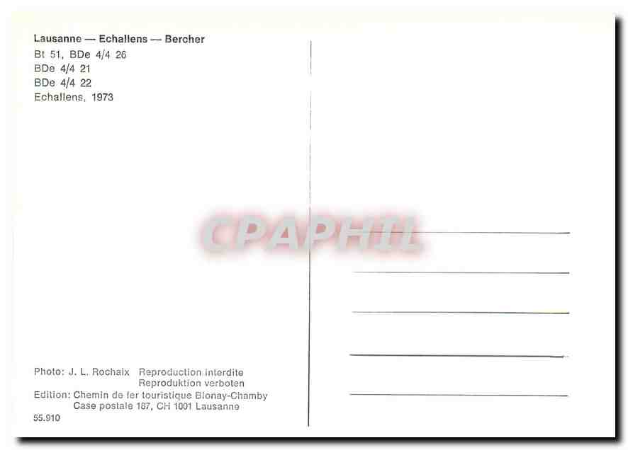 CPM Lausanne Echallens Bercher  — Rückseite