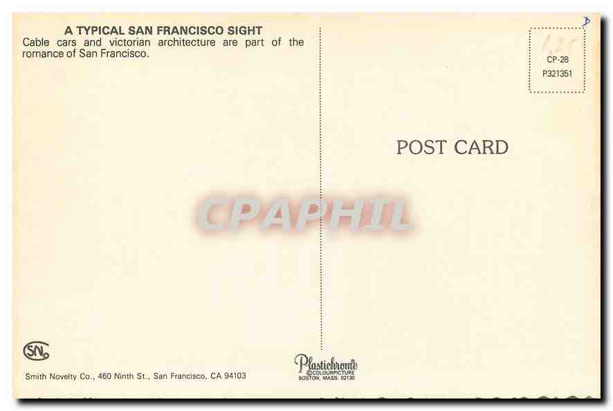 CPM Cable Car Climbing San Francisco Hill Tramway — Rückseite
