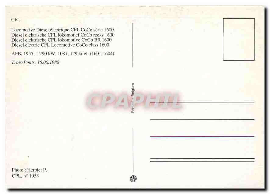 CPM Diesel electric CFL Locomotive Coco Class  — Rückseite