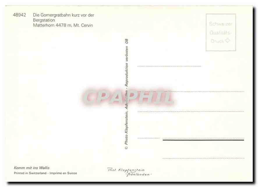 CPM Gornergratbahn  — Rückseite