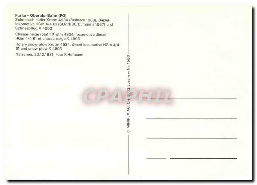 CPM Furka Oberalp Bahn  — Verso