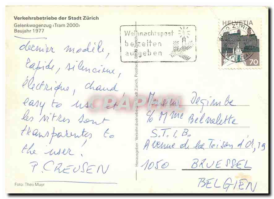 CPM Verkehrsbetriebe der Stadt Zurich  — Verso