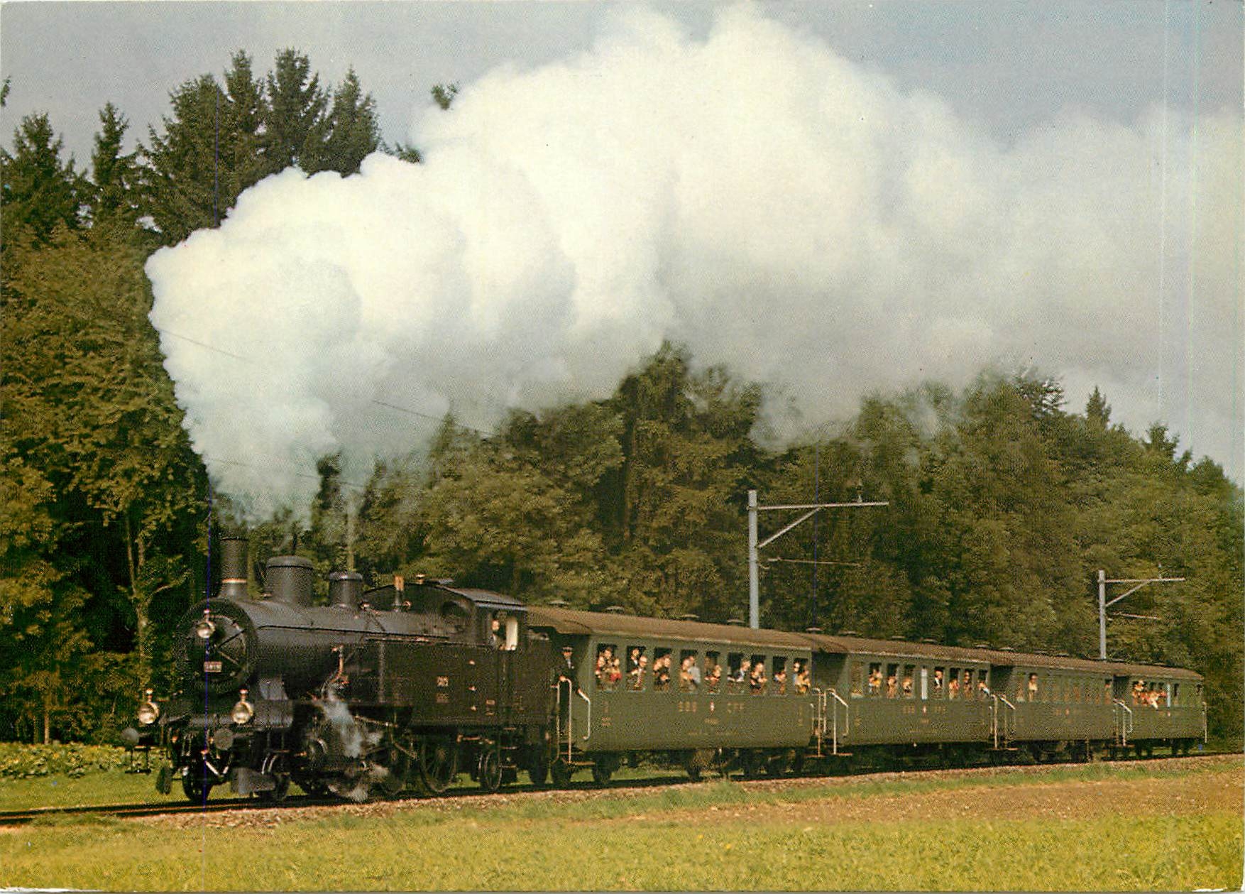 CPM SBB Dampflok mit Reisezug bei Beromunster 