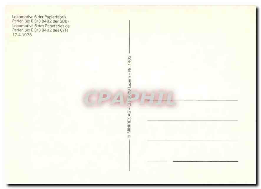 CPM Lokomotive 6 der Papierfabrik Perlen — Rückseite