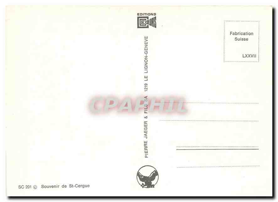 CPM Saint Cergue  — Verso