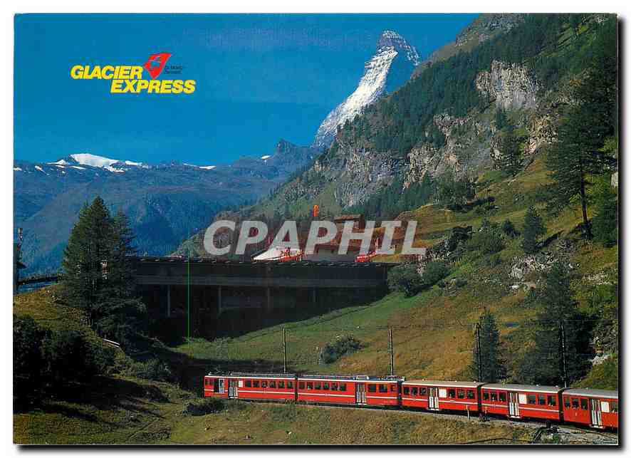 CPM Glacier Express Der glacier Express bei Zermatt Matterhorn Mt Cervin Heliport Zermatt
