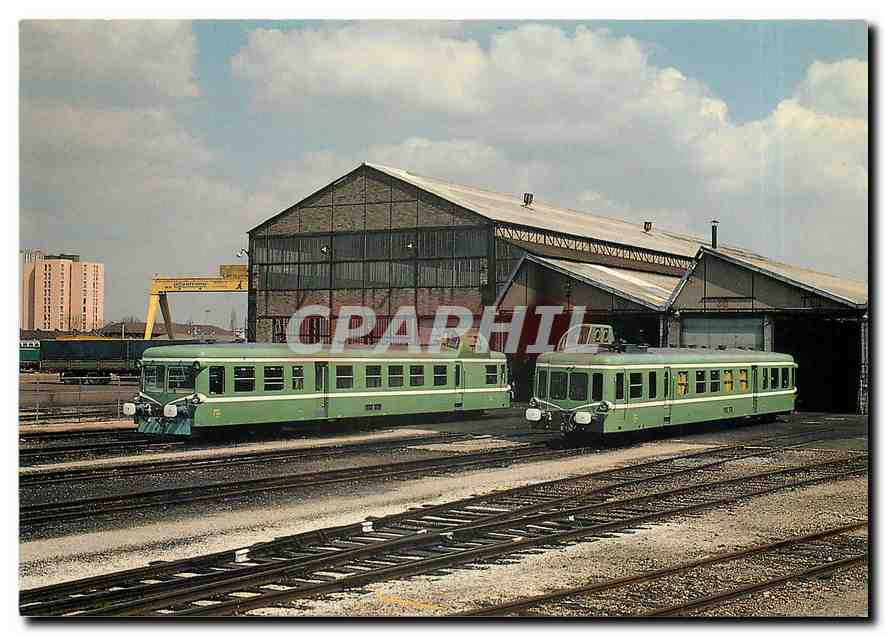 CPM Les autorails de commandement X 3896 et 3900 au depot de Noisy le Sec