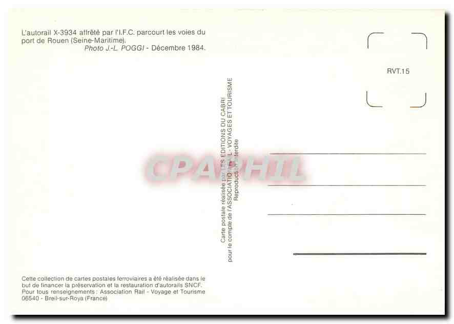 CPM L'autorail X 3934 affrete par l'IFC parcourt les voies du port de Rouen — Rückseite