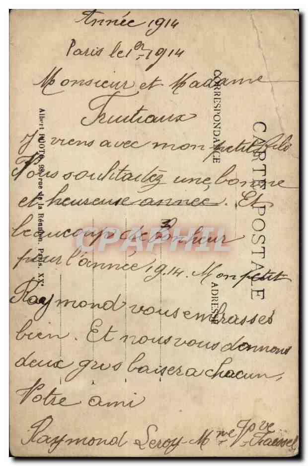 CPA Carte photo paris Enfant — Verso