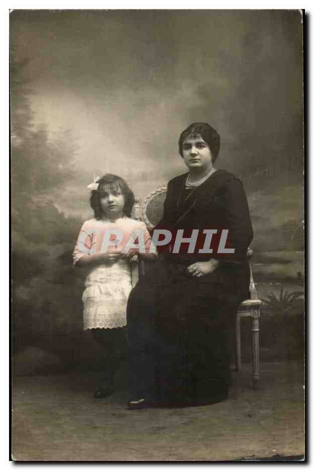 CPA Carte photo Femme et enfant