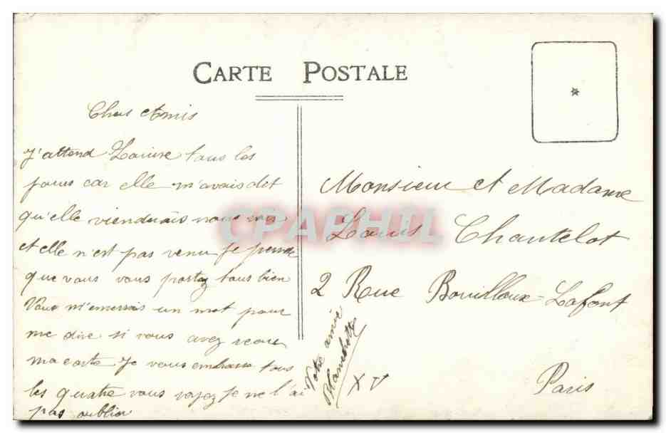 CPA Carte photo Femme Louis Chantelot Paris — Verso