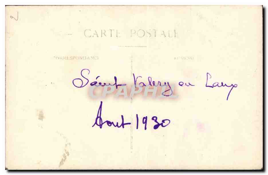 CPA Carte photo saint Valery en Caux Aout 1930 plage anness folles — Verso