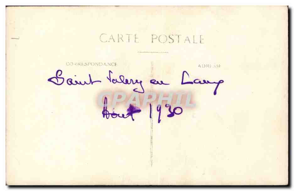 CPA Carte photo saint Valery en Caux Aout 1930 plage anness folles — Verso