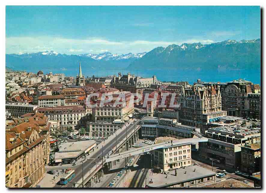 CPM Switzerland Lausanne Le grand pont le lac Leman et les Alpes