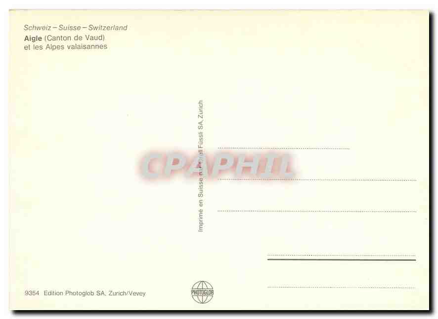 CPM Switzerland Aigle Canton de Vaud et les Alpes Valaisiennes — Rückseite
