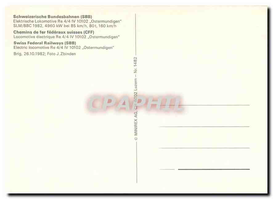 CPM Swiss Federal Railways  — Verso