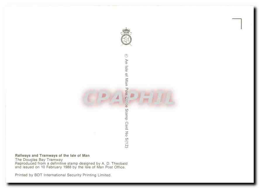 CPM Isle of Man Horse Trams Douglas  — Verso
