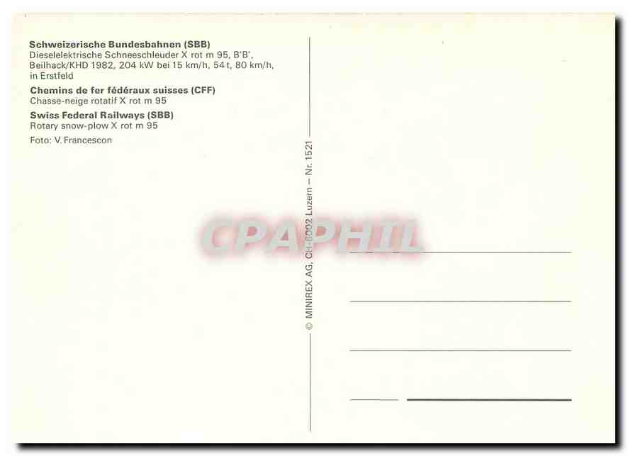 CPM Swiss Federal Railways  — Verso