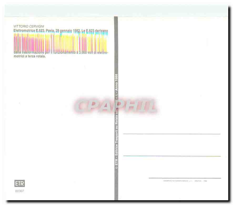 CPM Vittorio Cervigni E623 Pavia — Verso