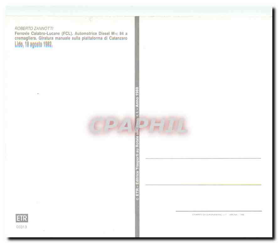 CPM Roberto Zannotti Ferrovie Calabro Lucane Automotrice Diesel  — Verso