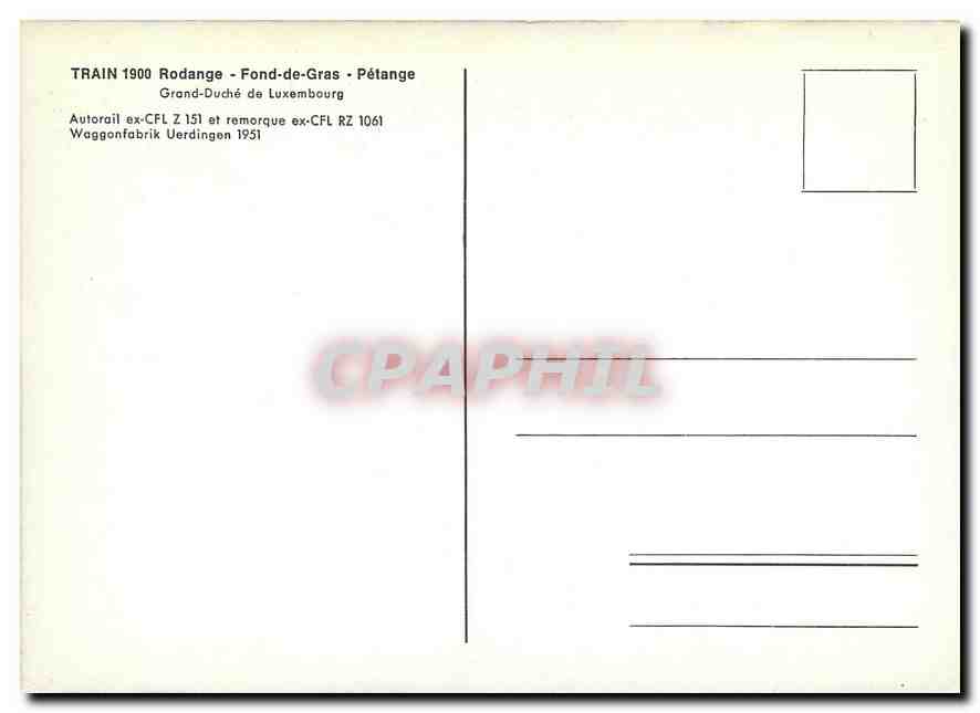 CPM Train Rodange Fond de Gras Petange  — Verso