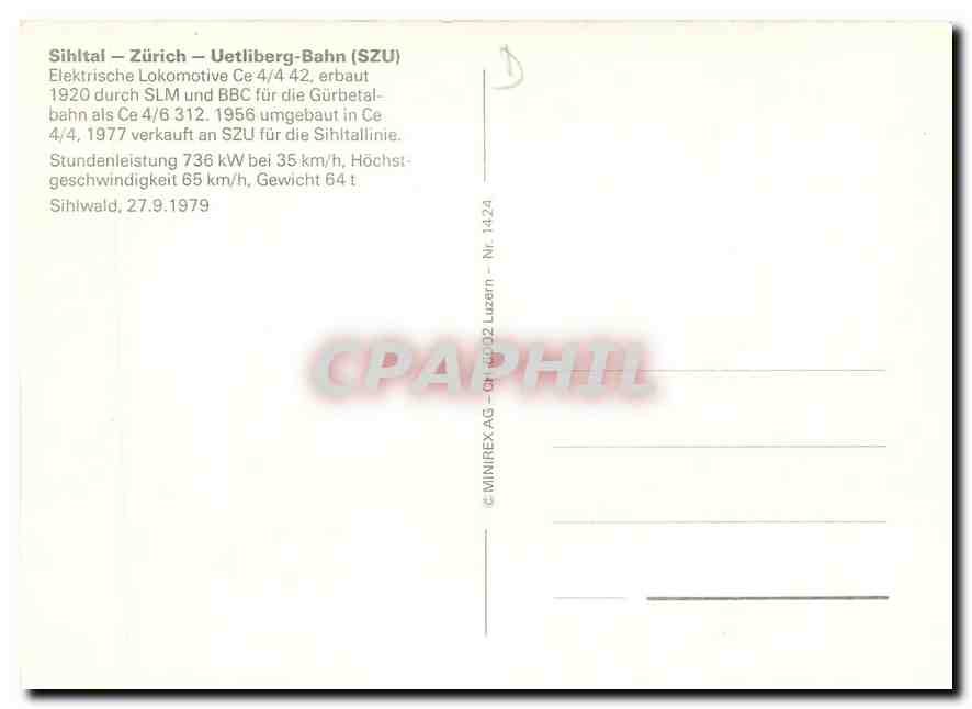 CPM Zurich Sihltal CE 4 4 42 — Rückseite