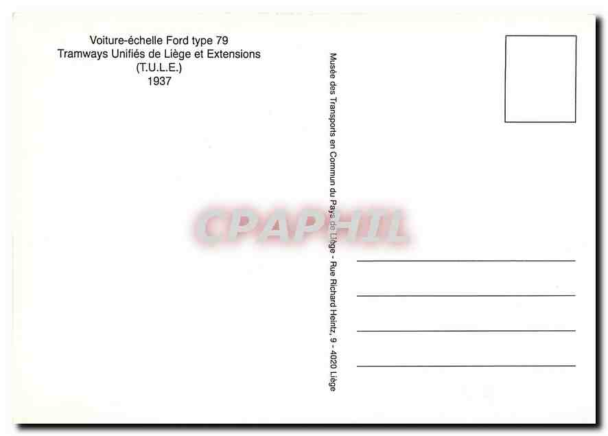 CPM Voiture echelle Ford Type 79 TULE Liege — Back
